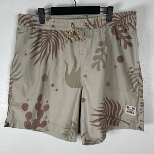 Howler Brothers Shorts Men XL Green Palm Tropical Print Swim Trunks Beach Summer